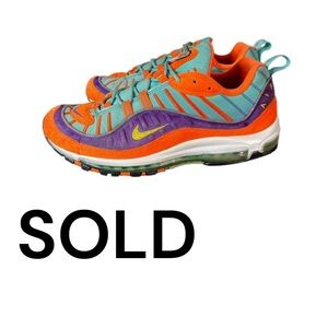 Nike Air Max 98 QS Cone - Orange Teal Purple White - Men's Size 13